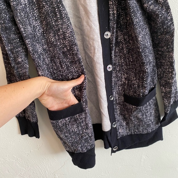 Michael Kors Cardigan Black White Silver Button Up Casual Work Wear Small - Picture 6 of 9